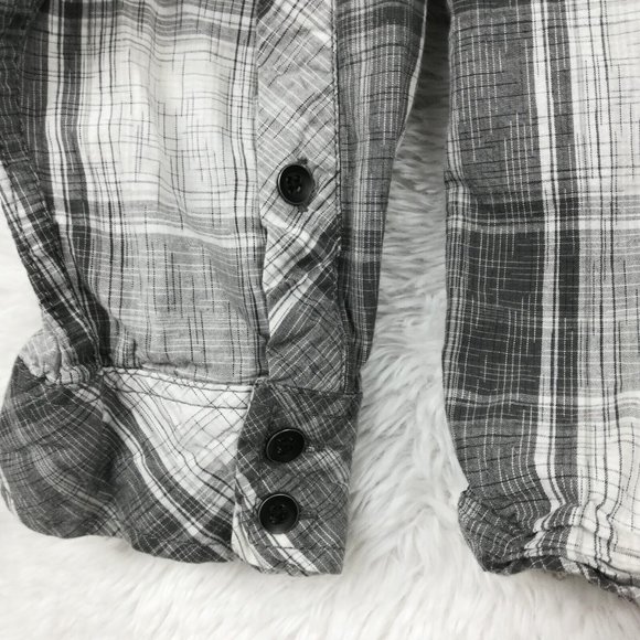 Rock & Republic Mens Shirt 2XL Button Down Gray White Plaid Long Sleeve XXL - Picture 12 of 13